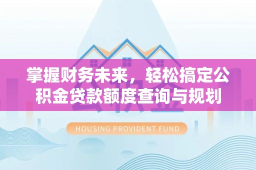 泸定掌握财务未来，轻松搞定公积金贷款额度查询与规划